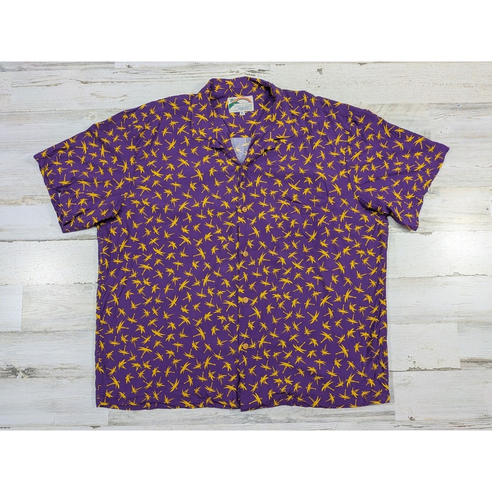 Vintage Y2K Paradise Found Shirt Mens Extra Large Rayon Purple Magnum Bamboo
